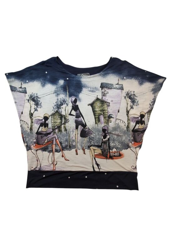 Artex Tops - Artex Womens Illustrated Graphic Top Size XL Oversized Art to Wear Statement